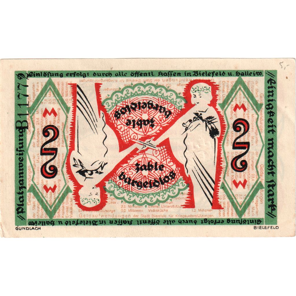 Germany, Bielefeld, 2 Mark, 1918-12-01, UNC(60-62)