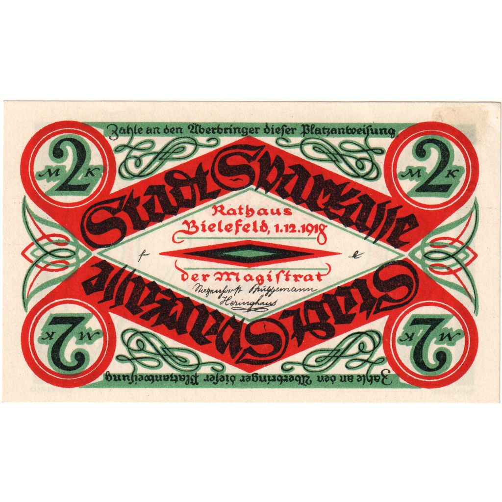 Germany, Bielefeld, 2 Mark, 1918-12-01, AU(55-58)