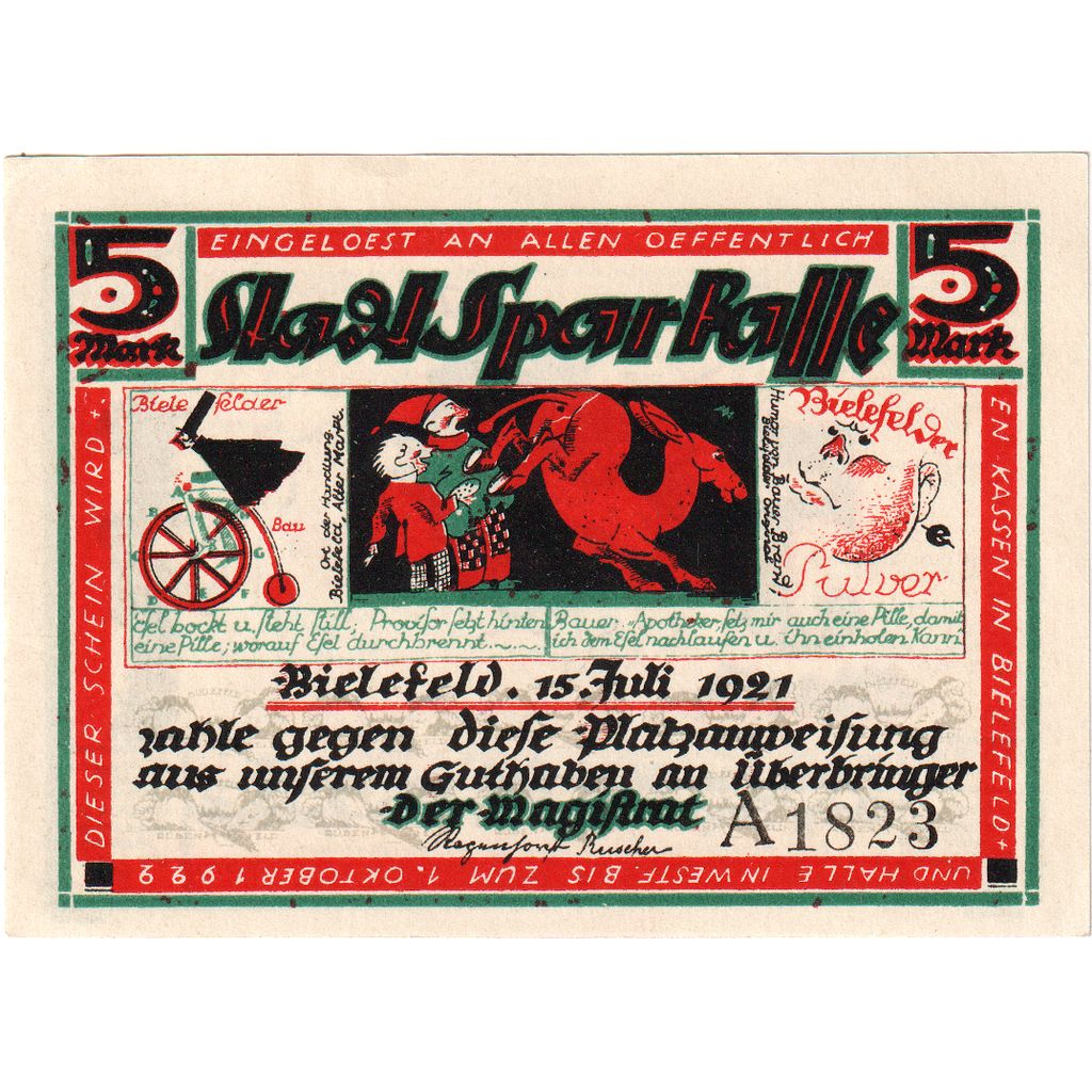 Niemcy, Bielefeld, 5 Mark, 1921-07-15, UNC(63), Grabowski:103.12