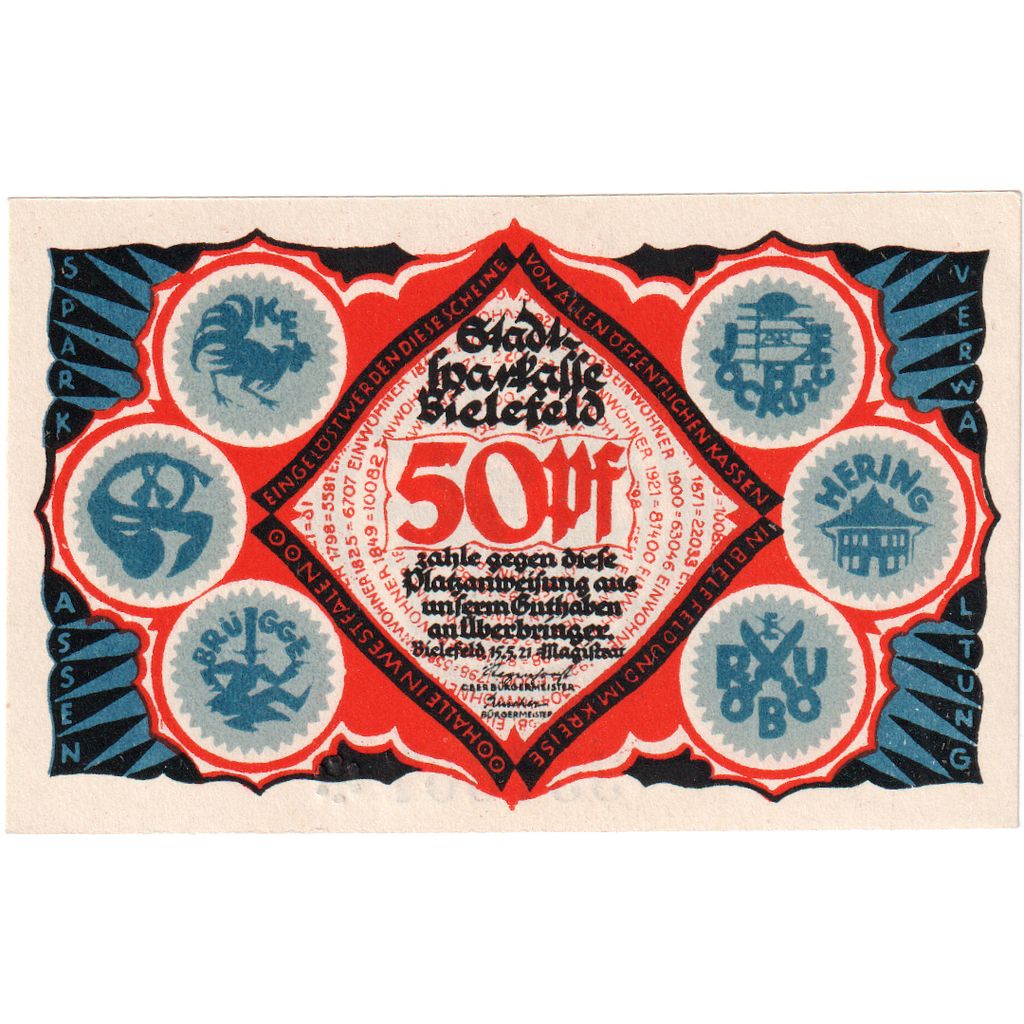 Germany, Bielefeld, 50 Pfennig, 1921-05-15, UNC(63)