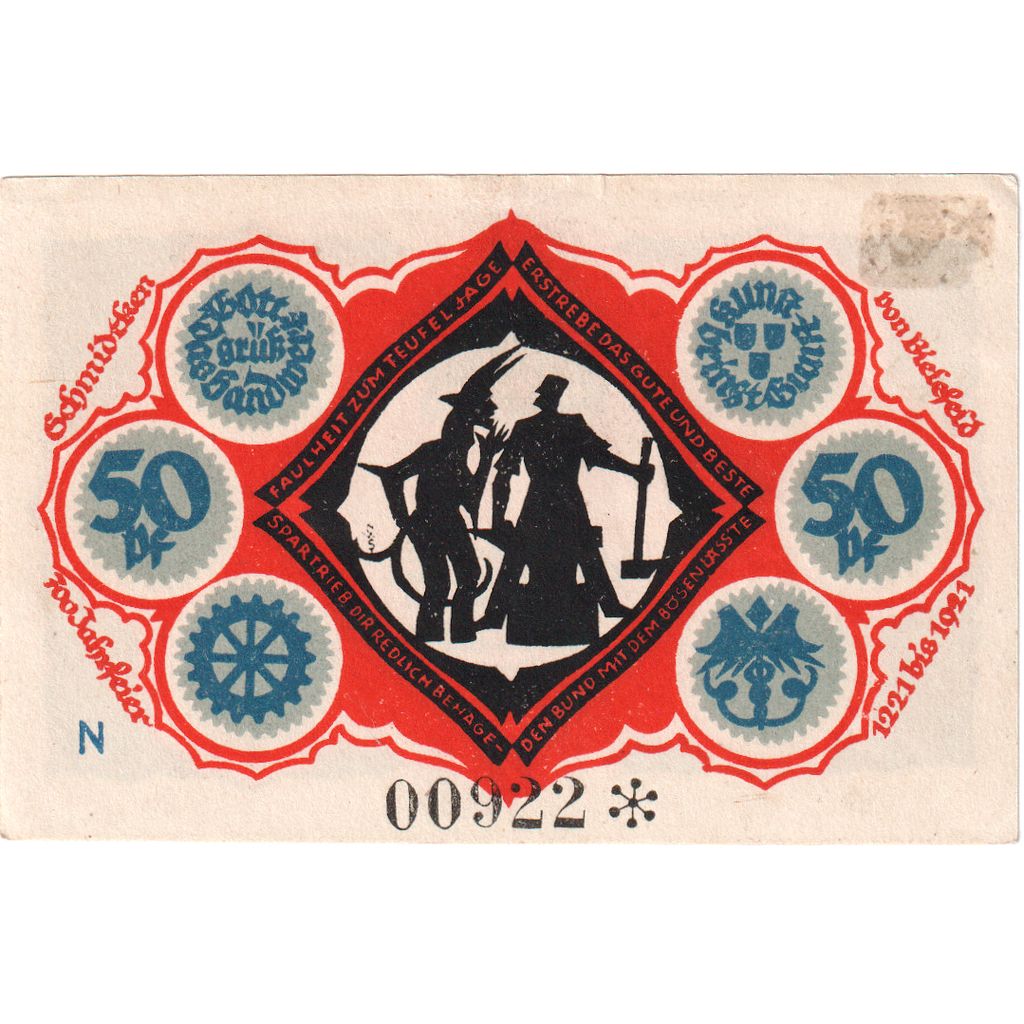 Germany, Bielefeld, 50 Pfennig, 1921-05-15, AU(55-58)