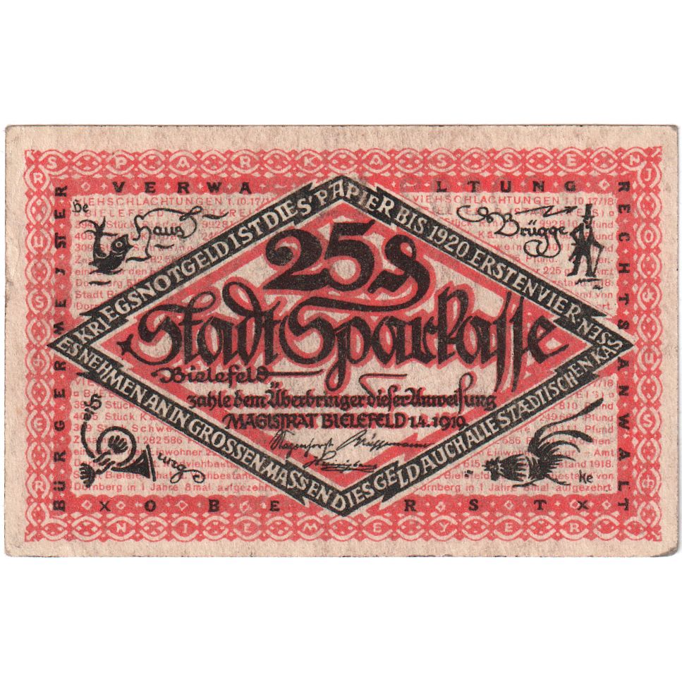Germany, Bielefeld, 25 Pfennig, 1919-04-01, EF(40-45)