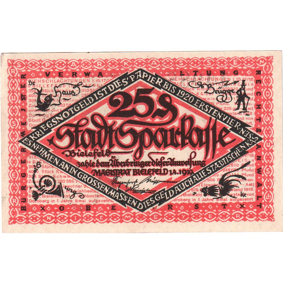 Germany, Bielefeld, 25 Pfennig, 1919-04-01, AU(55-58)