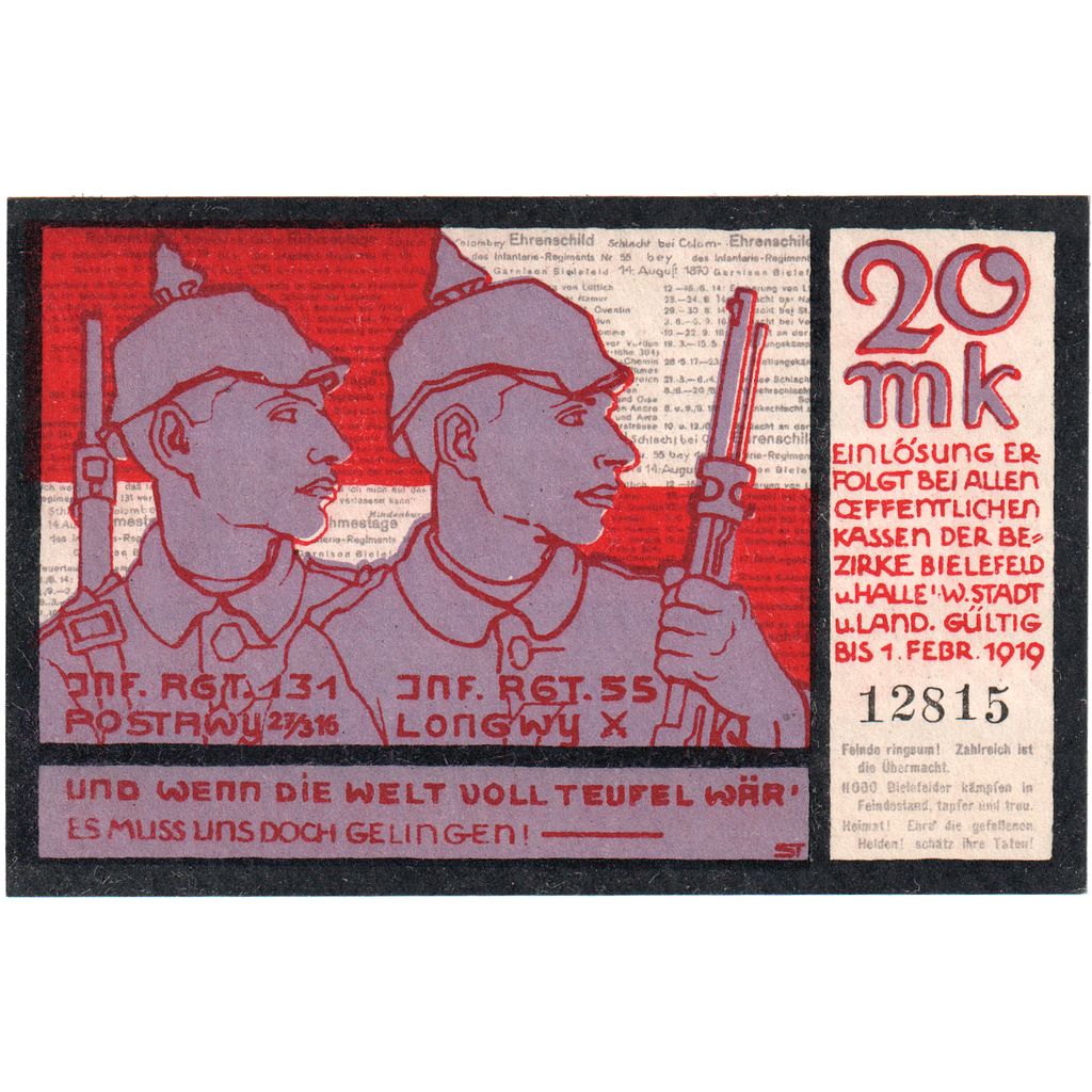 Alemanha, Bielefeld, 20 Mark, 1918-11-01, UNC(63)