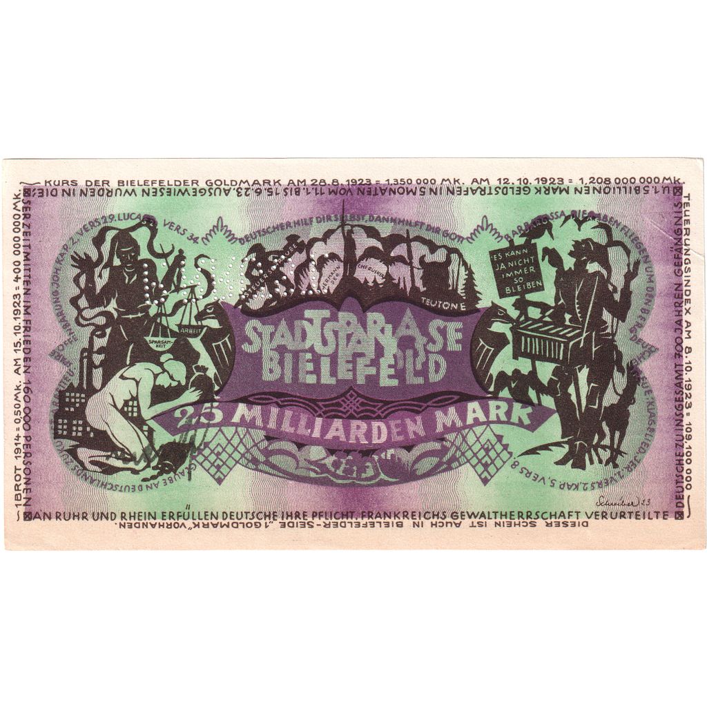 Deutschland, Bielefeld, 25 Milliarden Mark, 1923-02-01, UNZ-