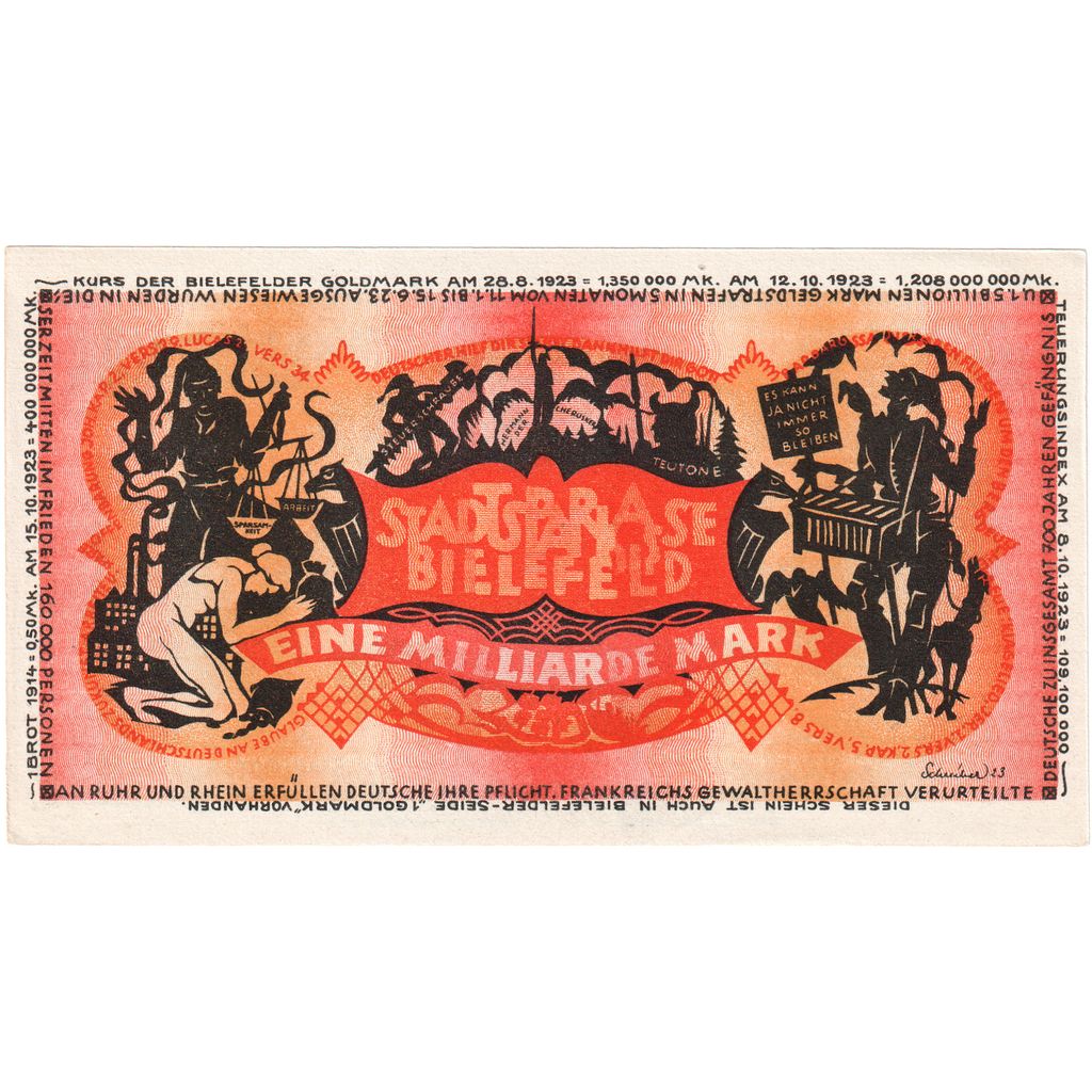 Deutschland, Bielefeld, 1 Milliarde Mark, 1923-02-01, UNZ-