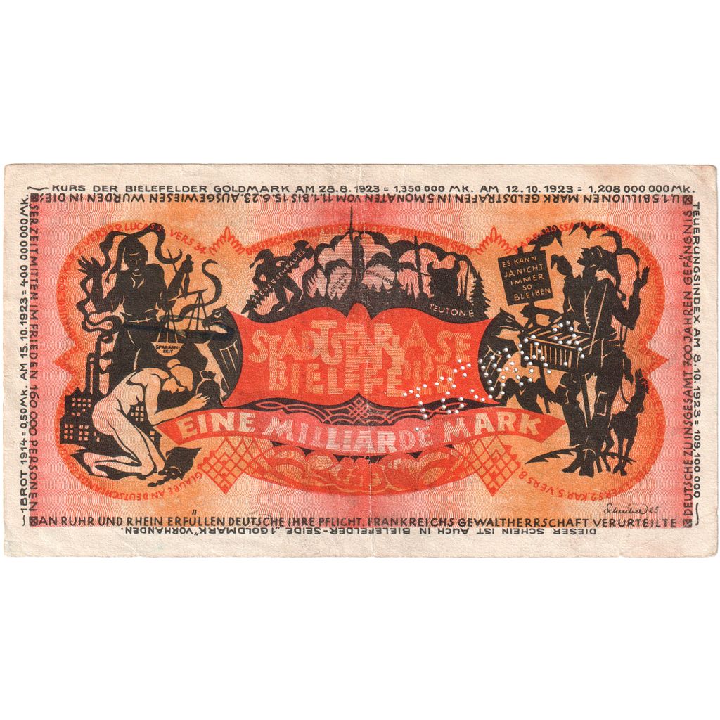 Germany, Bielefeld, 1 Milliarde Mark, 1923-02-01, EF(40-45)
