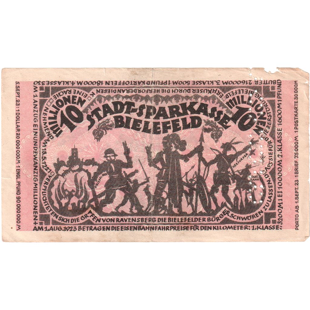 Duitsland, Bielefeld, 10 Millionen Mark, 1923-08-11, TB