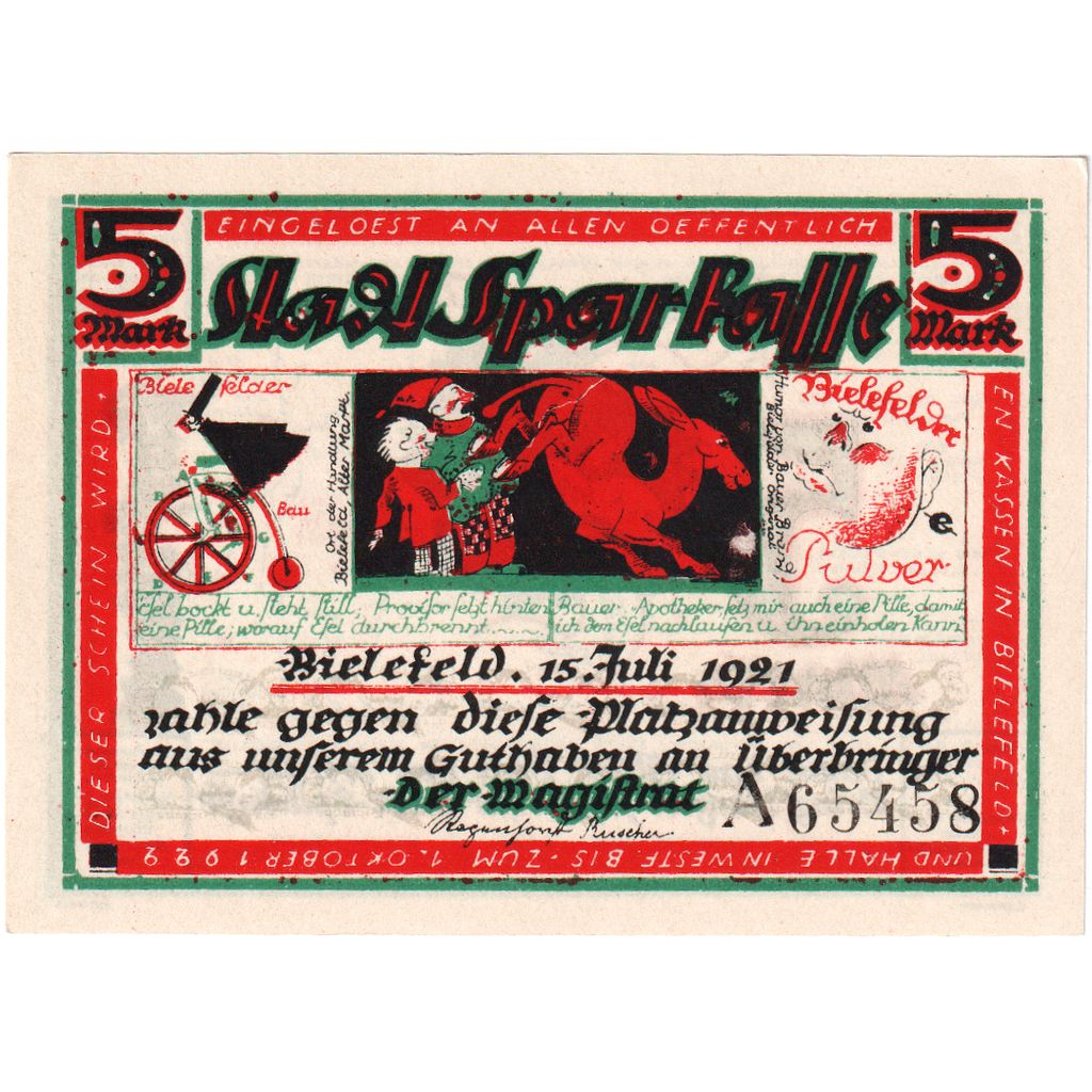 Alemanha, Bielefeld, 5 Mark, 1921-07-15, UNC(63)