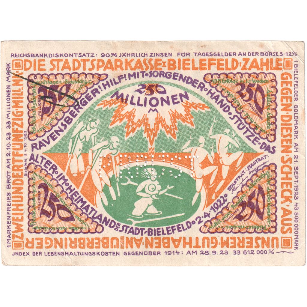 Alemania, Bielefeld, 250 Millionen Mark, 1922-04-02, MBC