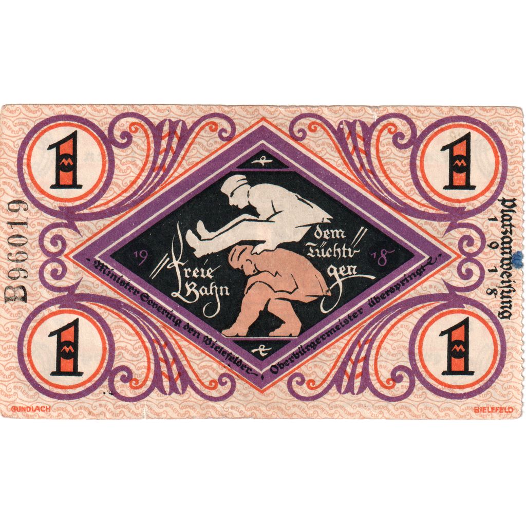 Alemanha, Bielefeld, 1 Mark, 1918-12-01, EF(40-45)