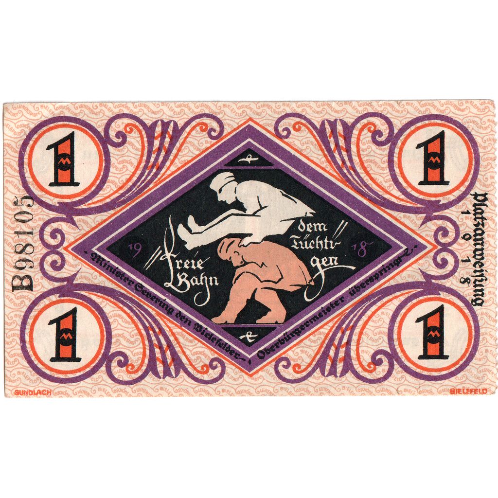 Alemanha, Bielefeld, 1 Mark, 1918-12-01, AU(50-53)