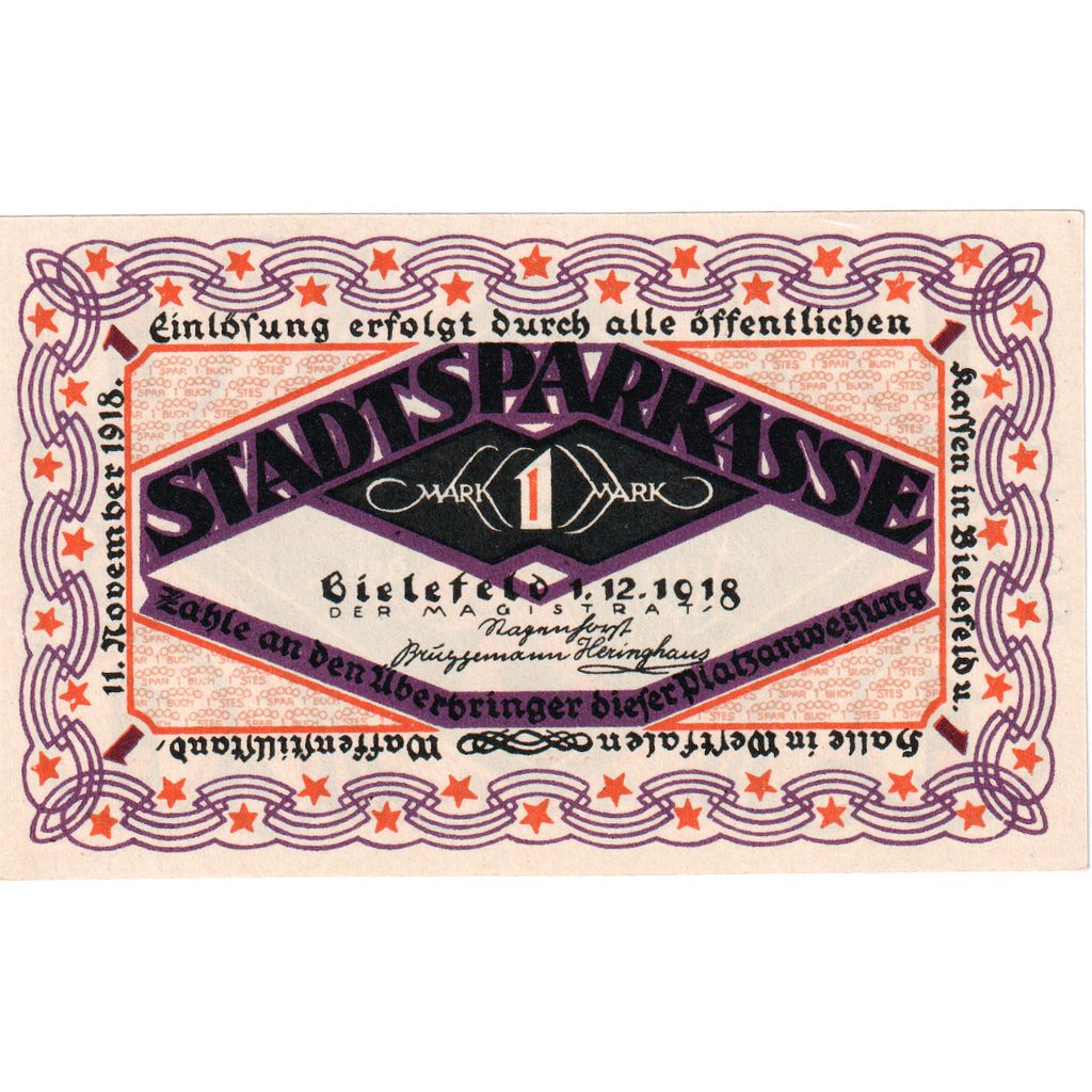 Deutschland, Bielefeld, 1 Mark, 1918-12-01, UNZ-