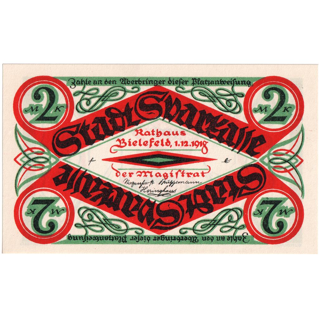 Alemanha, Bielefeld, 2 Mark, 1918-12-01, UNC(64)