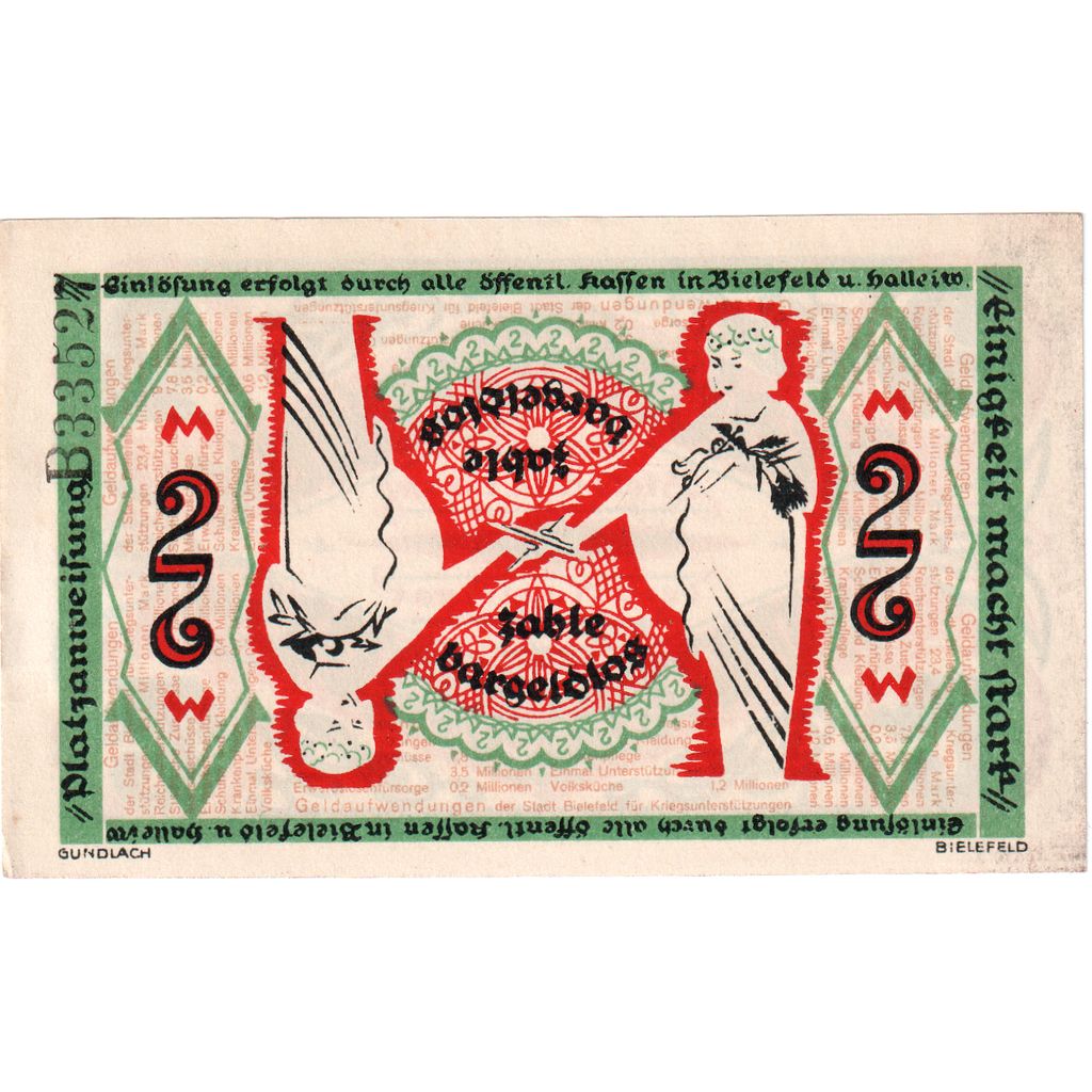 Germany, Bielefeld, 2 Mark, 1918-12-01, AU(50-53)