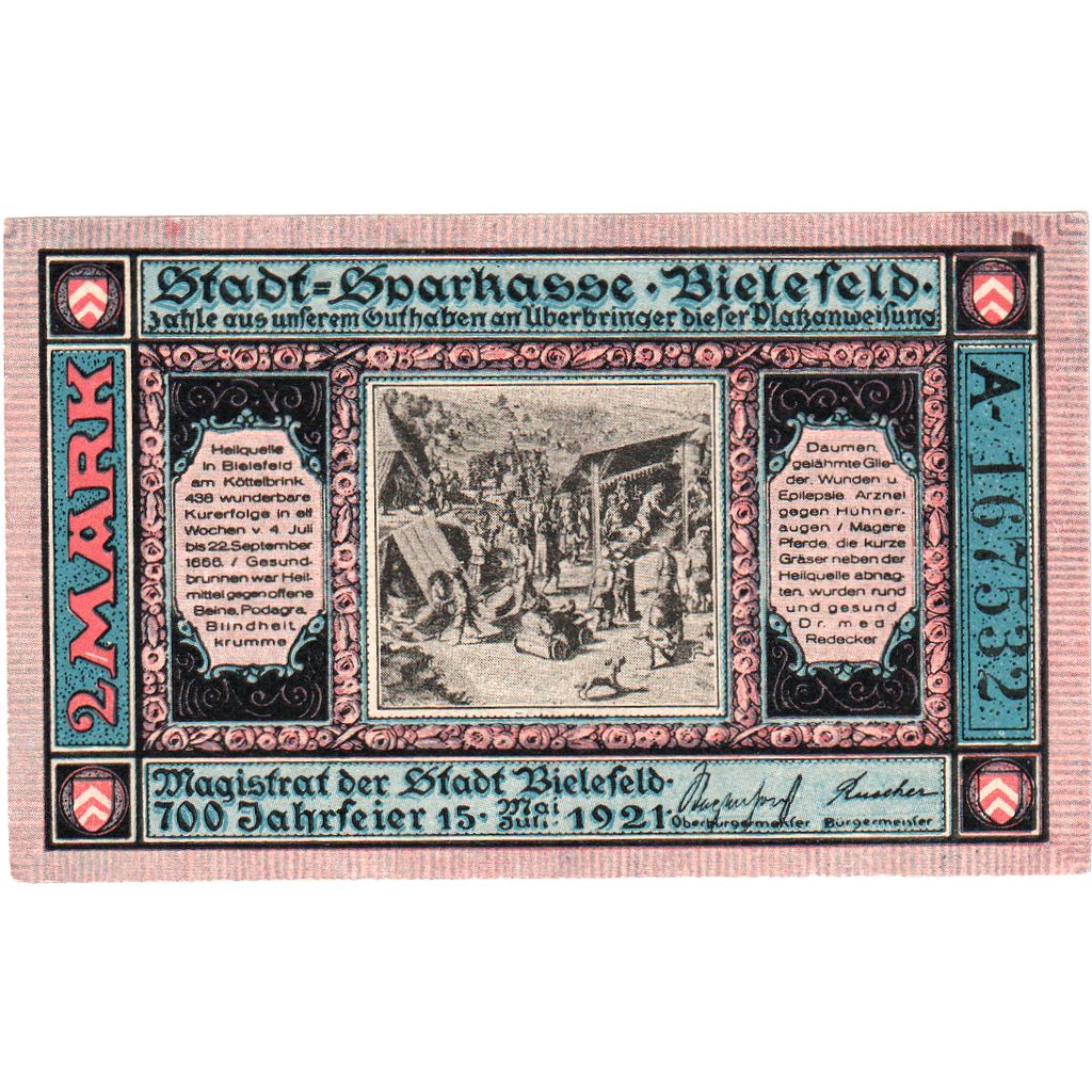 Deutschland, Bielefeld, 2 Mark, 1921-05-15, VZ