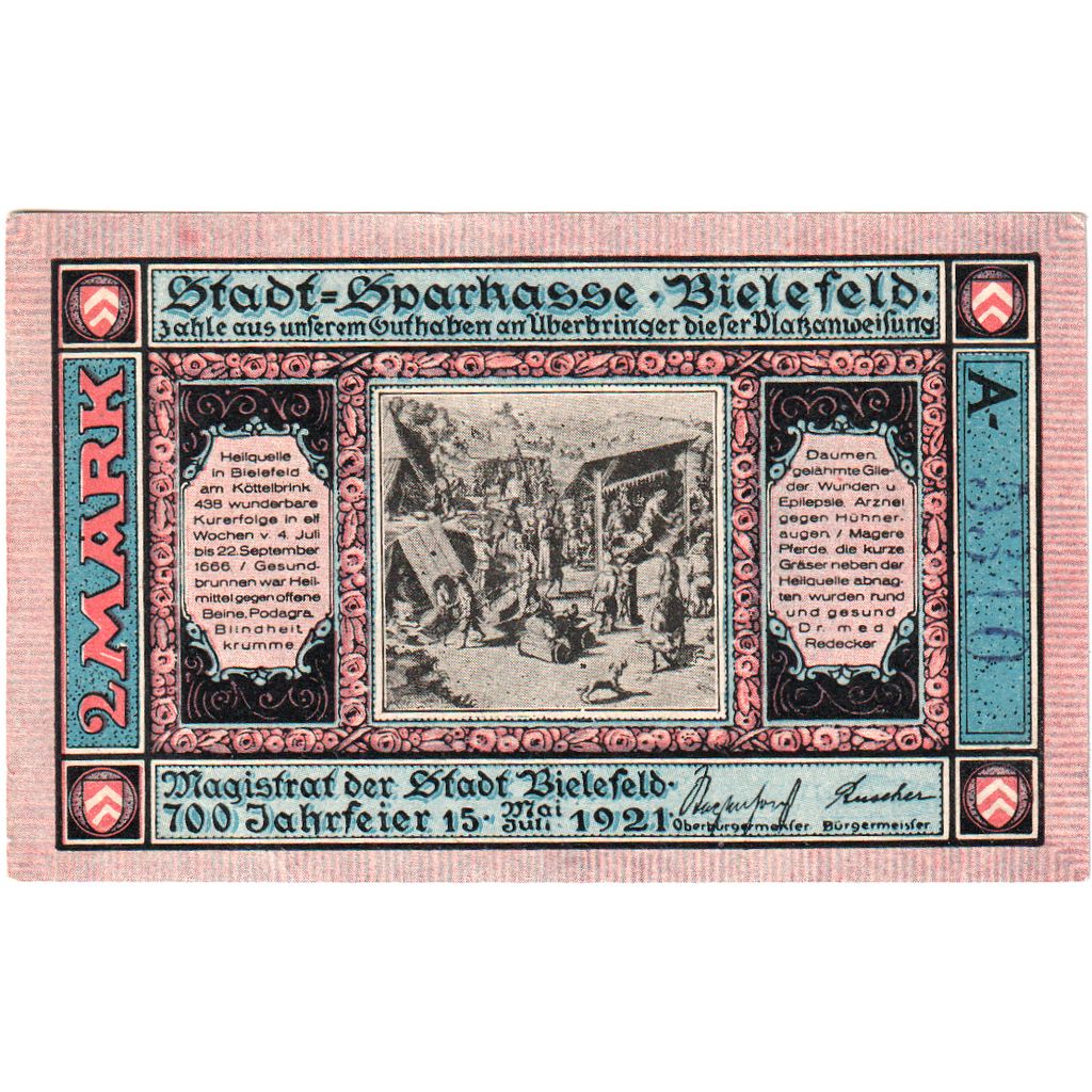 Germania, Bielefeld, 2 Mark, 1921-05-15, SPL