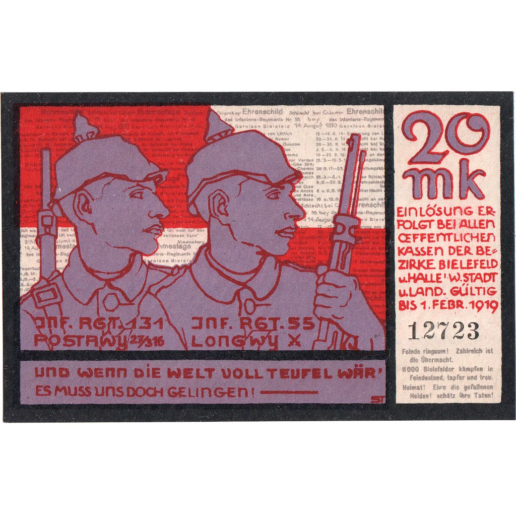 Alemanha, Bielefeld, 20 Mark, 1918-11-01, UNC(63)