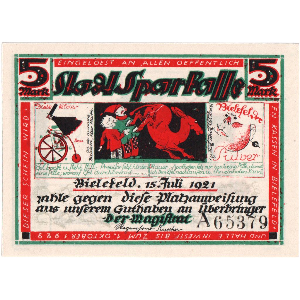 Germany, Bielefeld, 5 Mark, 1921-07-15, UNC(63)