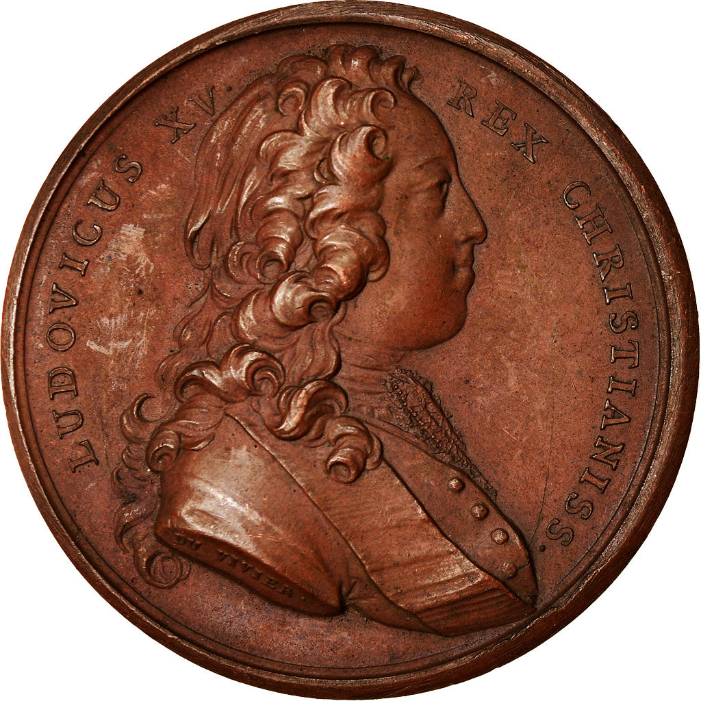 França, medalha, Luís XV, Le Duc François III Rendant Hommage au Roi, 1730