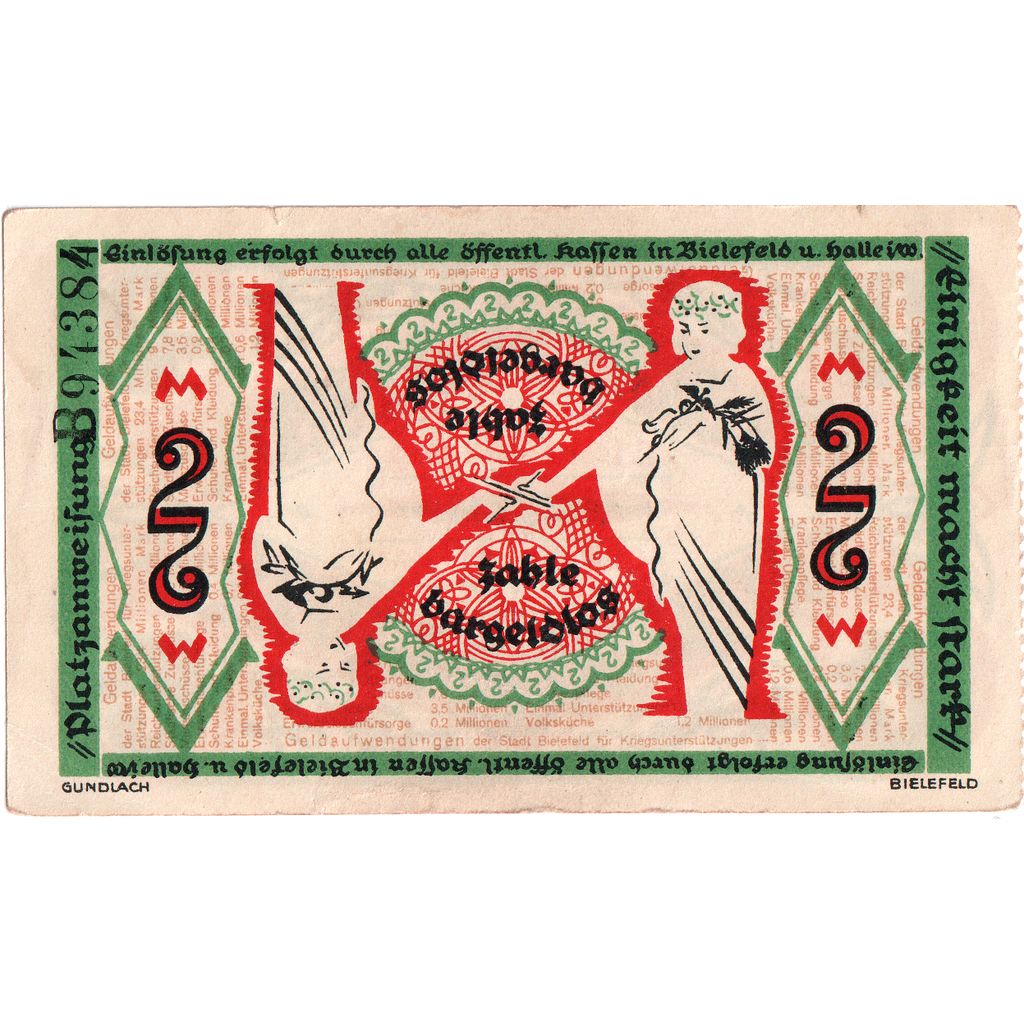 Niemcy, Bielefeld, 2 Mark, 1918-12-01, AU(50-53)