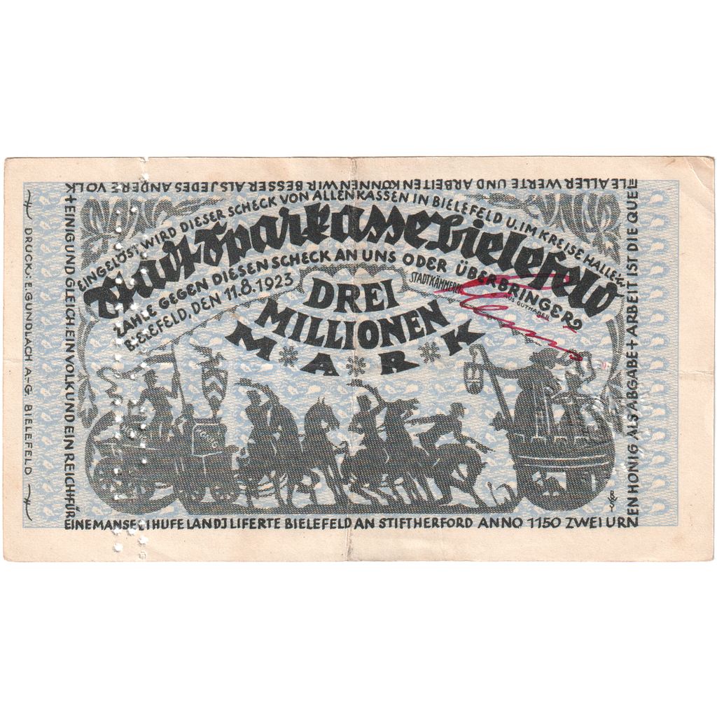 Deutschland, Bielefeld, 3 Millionen Mark, 1923-08-11, SS