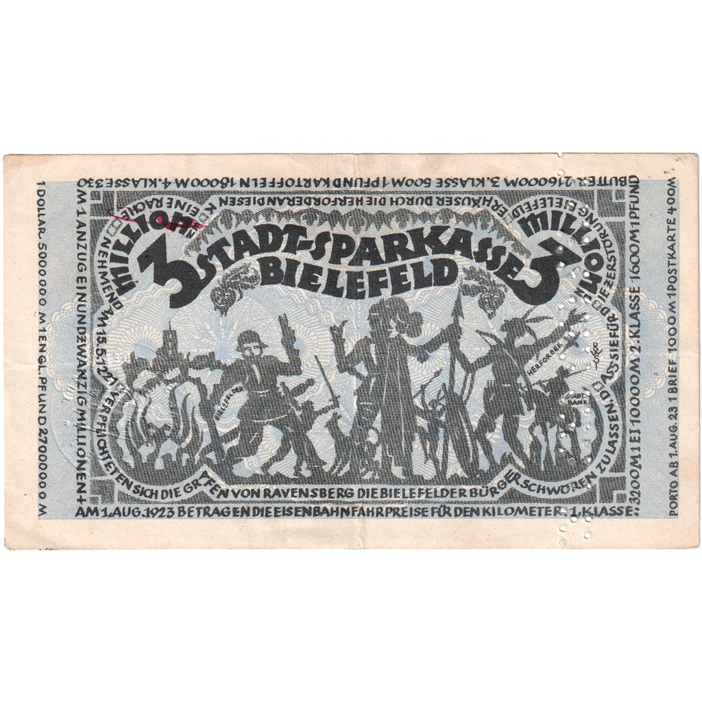 Deutschland, Bielefeld, 3 Millionen Mark, 1923-08-11, SS