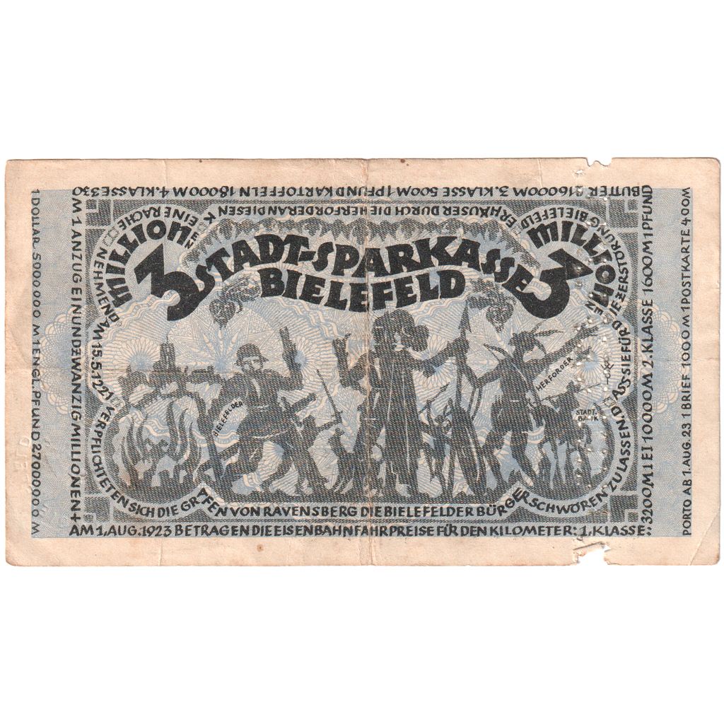 Deutschland, Bielefeld, 3 Millionen Mark, 1923-08-11, S