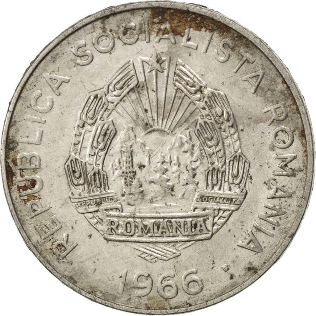 Coin, Romania, 25 Bani, 1966, EF(40-45), Nickel Clad Steel, KM:94
