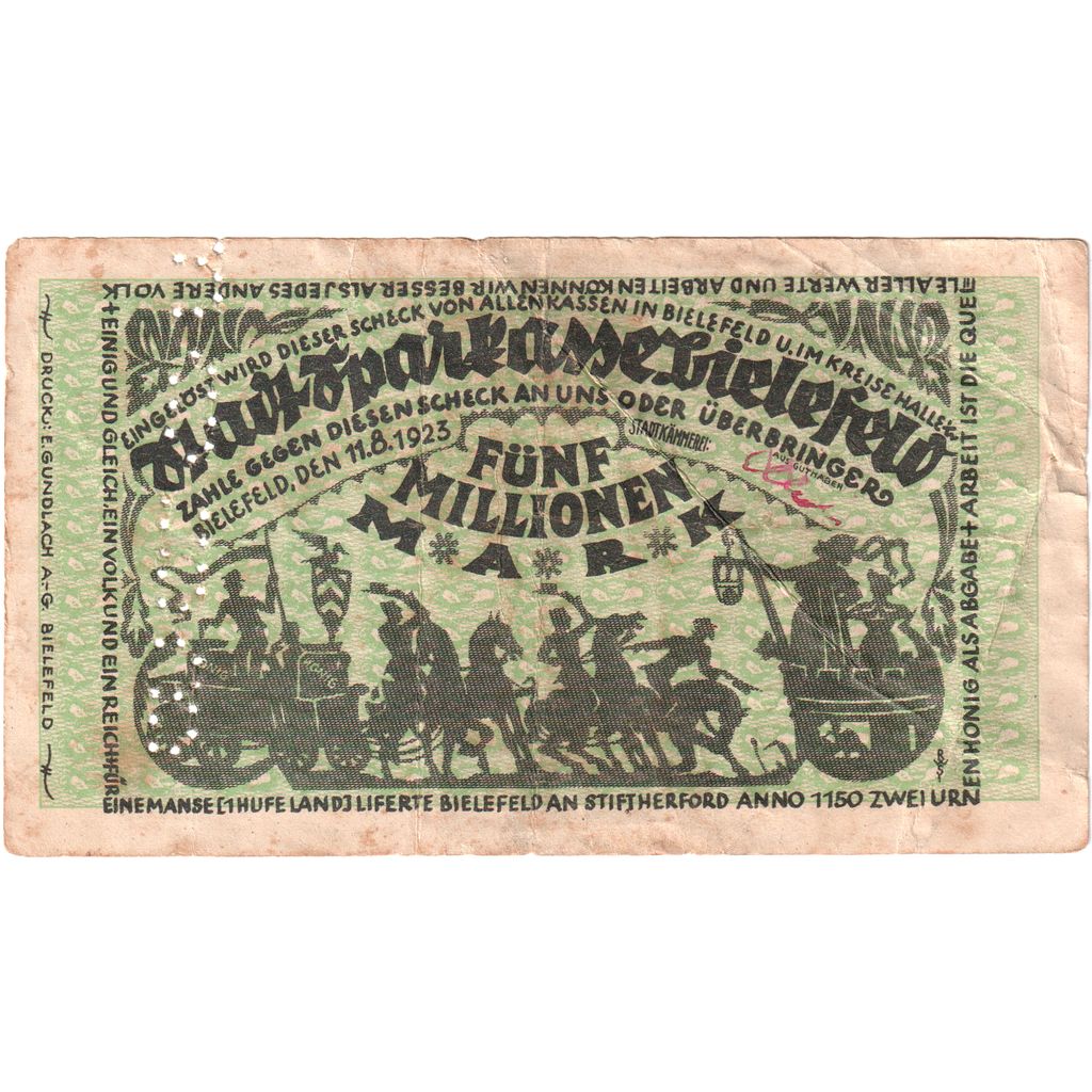 Deutschland, Bielefeld, 5 Millionen Mark, 1923-08-11, S