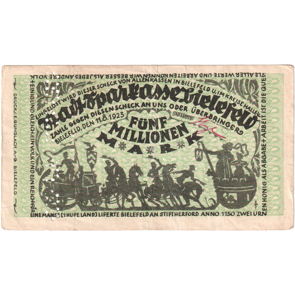 Deutschland, Bielefeld, 5 Millionen Mark, 1923-08-11, S+