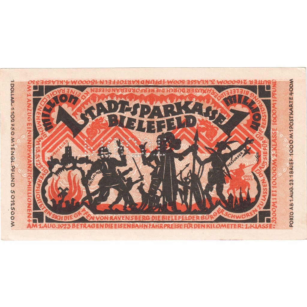 Germany, Bielefeld, 1 Million Mark, 1923-08-11, AU(55-58)