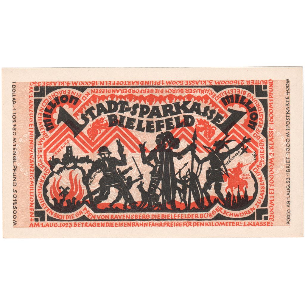 Alemania, Bielefeld, 1 Million Mark, 1923-08-11, SC+