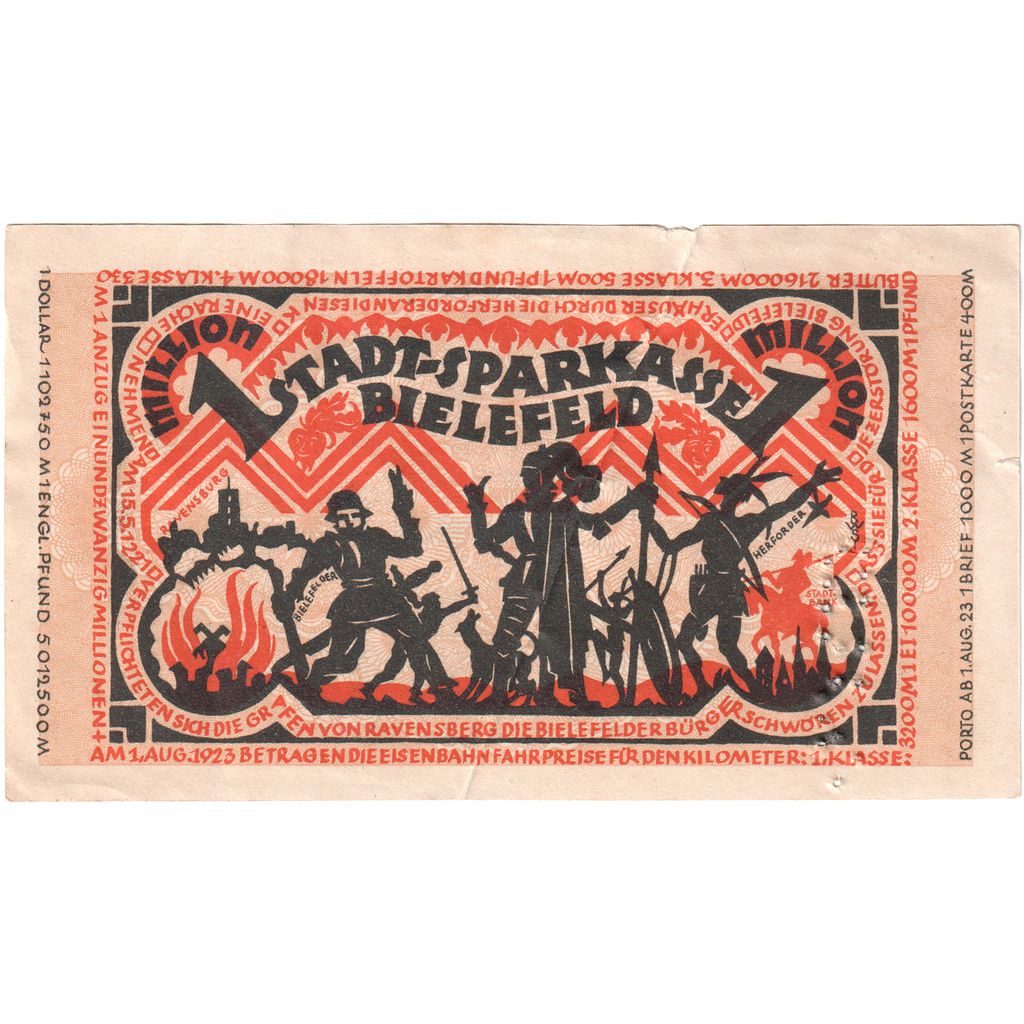 Germany, Bielefeld, 1 Million Mark, 1923-08-11, EF(40-45)
