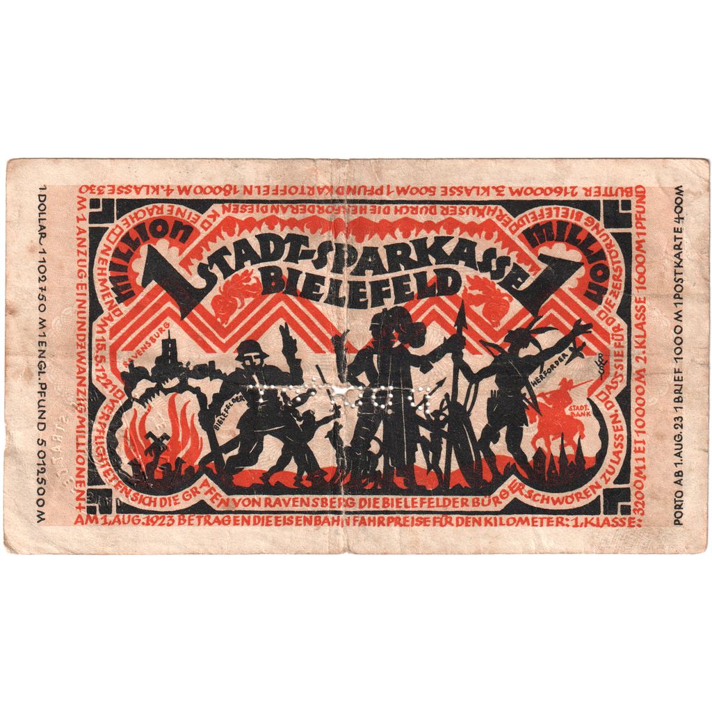 Germany, Bielefeld, 1 Million Mark, 1923-08-11, VF(20-25)