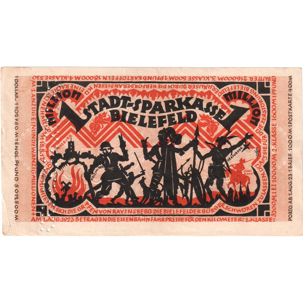 Germany, Bielefeld, 1 Million Mark, 1923-08-11, AU(55-58)