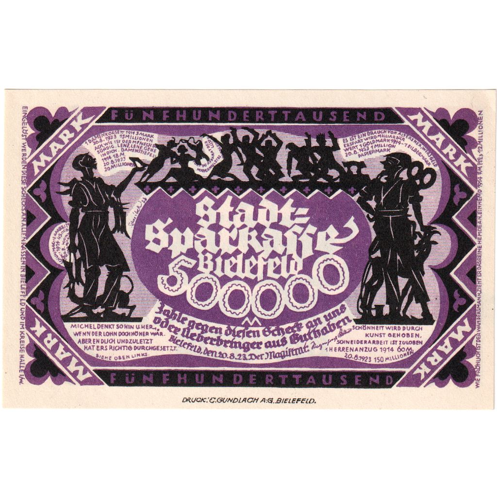 Germany, Bielefeld, 500000 Mark, 1923-08-20, UNC(63)