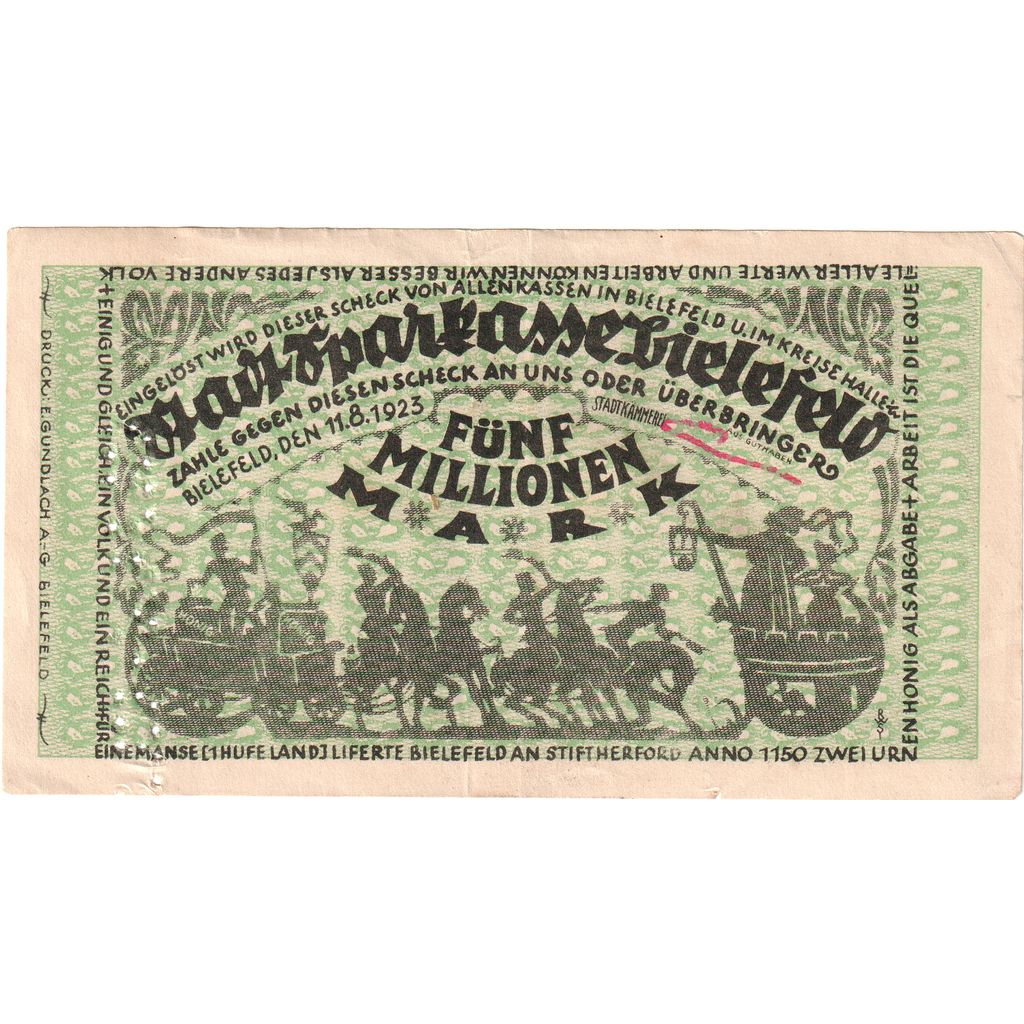 Deutschland, Bielefeld, 5 Millionen Mark, 1923-08-11, VZ