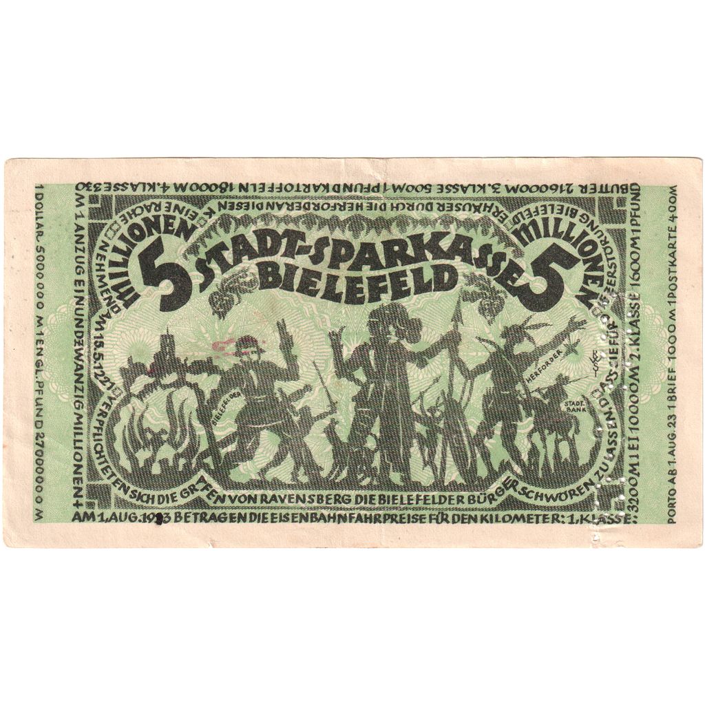 Deutschland, Bielefeld, 5 Millionen Mark, 1923-08-11, VZ