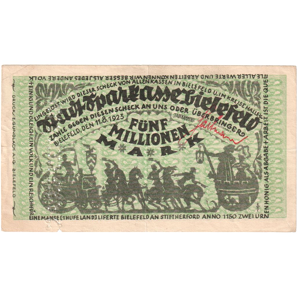 Deutschland, Bielefeld, 5 Millionen Mark, 1923-08-11, S+