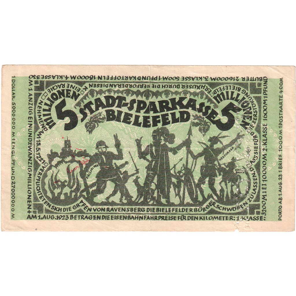 Deutschland, Bielefeld, 5 Millionen Mark, 1923-08-11, S+
