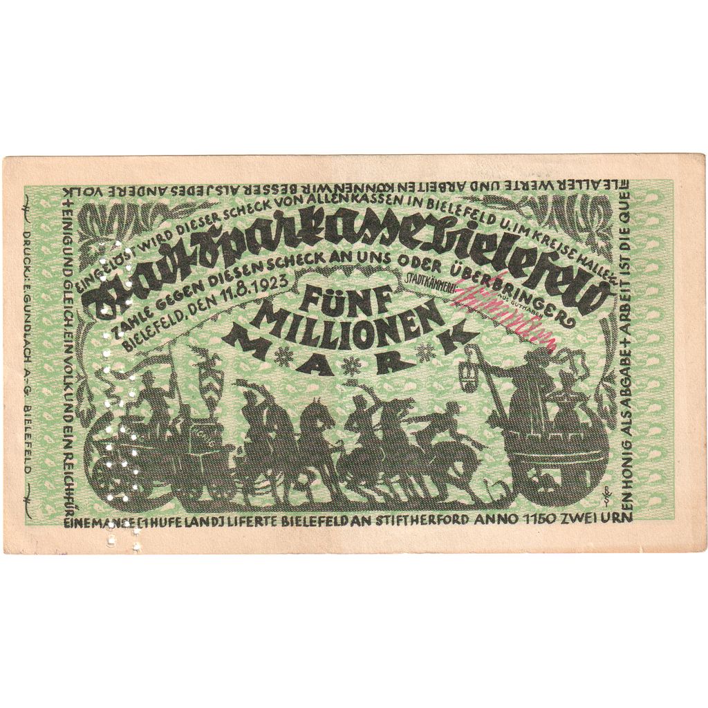 Deutschland, Bielefeld, 5 Millionen Mark, 1923-08-11, VZ
