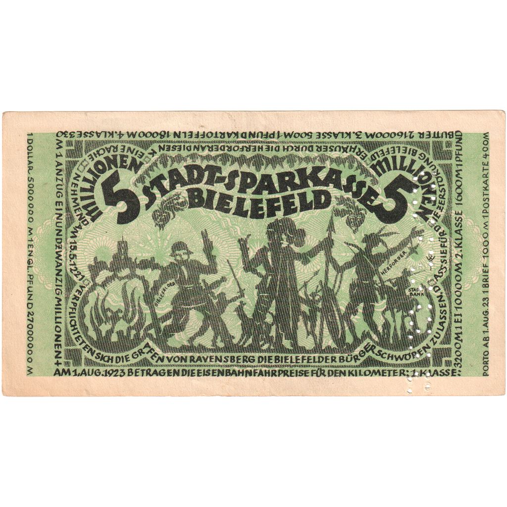 Deutschland, Bielefeld, 5 Millionen Mark, 1923-08-11, VZ