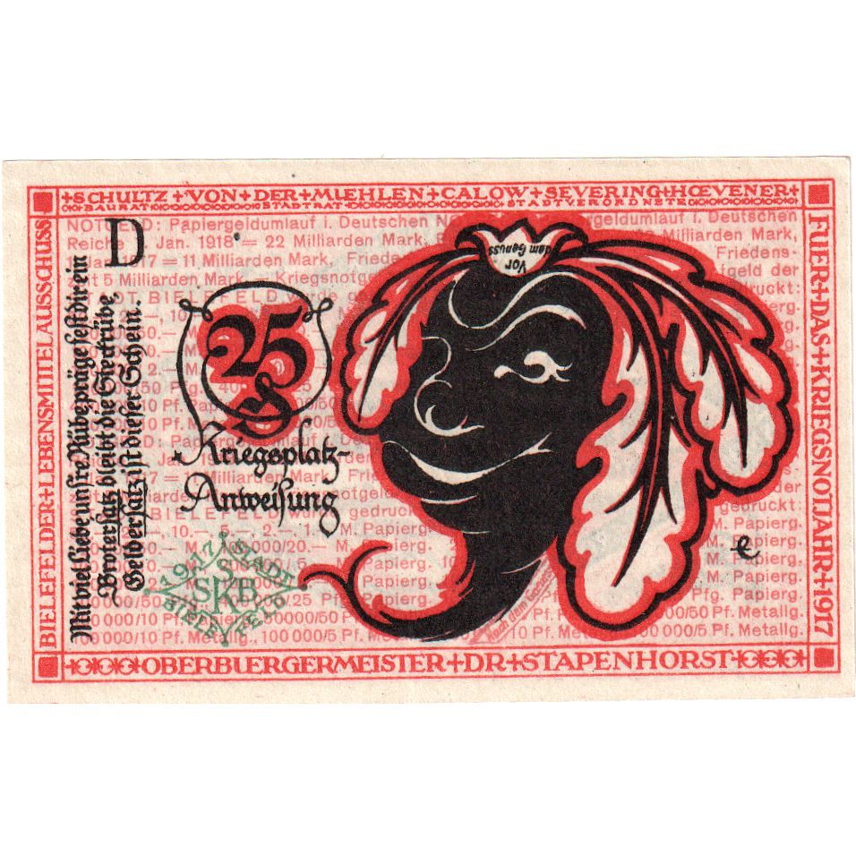 Deutschland, Bielefeld, 25 Pfennig, 1917-07-01, UNZ-, Grabowski:44