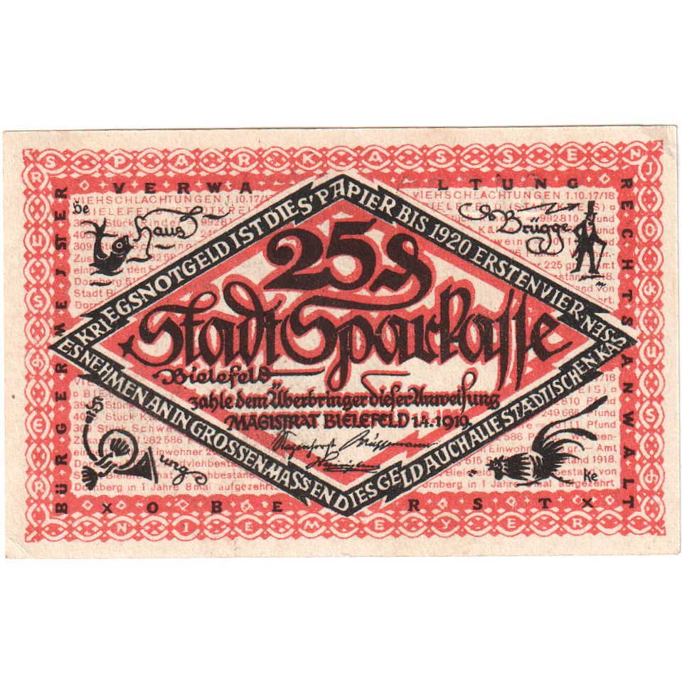 Deutschland, Bielefeld, 25 Pfennig, 1917-07-01, VZ, Grabowski:44