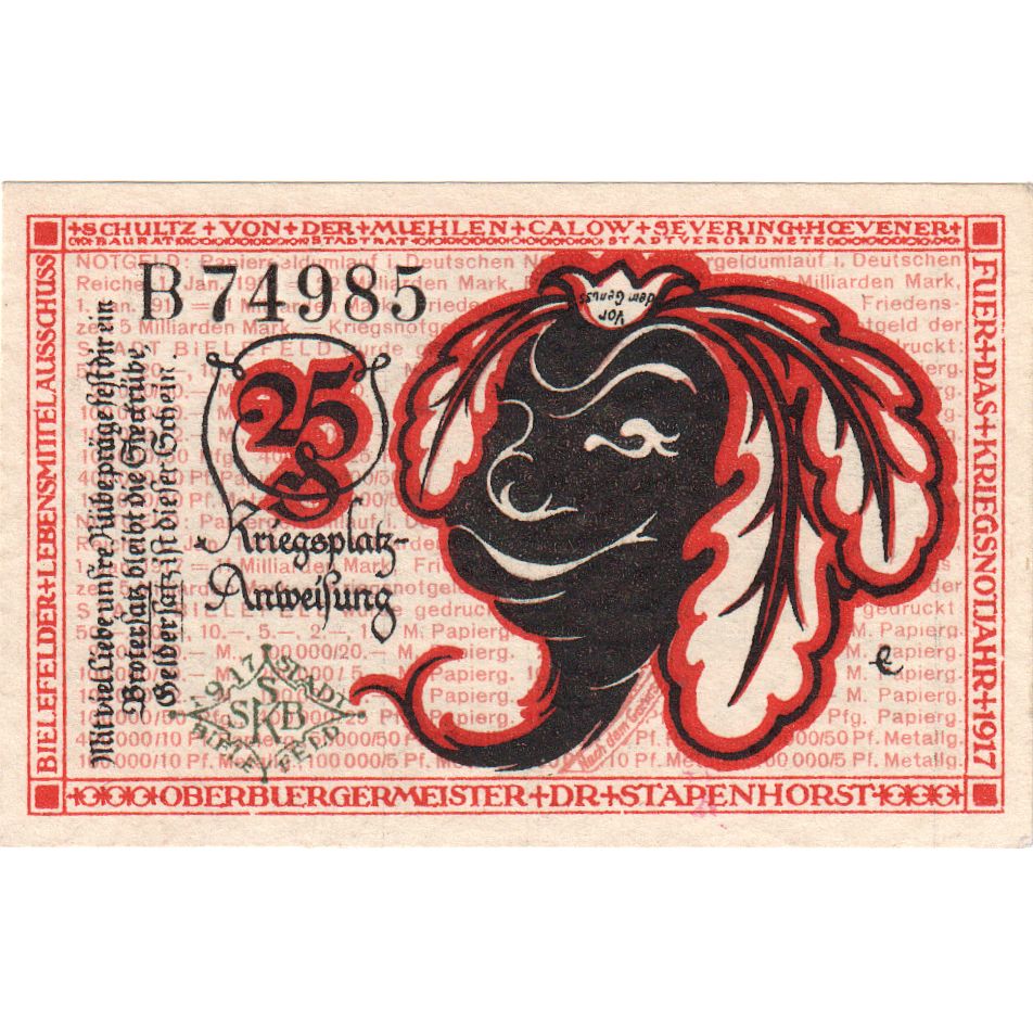 Duitsland, Bielefeld, 25 Pfennig, 1917-07-01, SUP, Grabowski:44