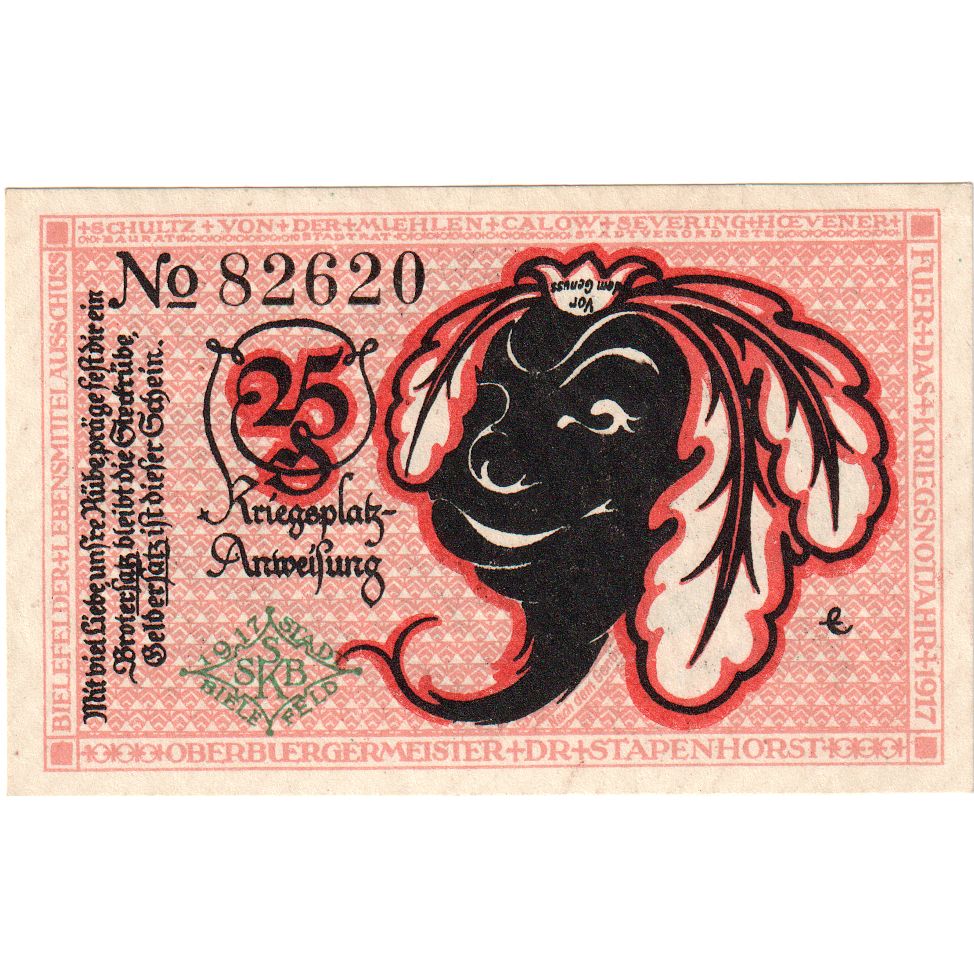 Germany, Bielefeld, 25 Pfennig, 1917-07-01, UNC(63), Grabowski:44