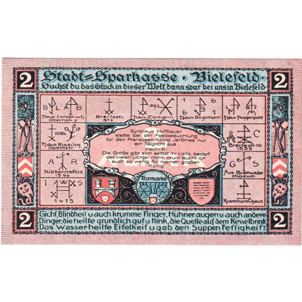 Germany, Bielefeld, 2 Mark, 1921-05-15, UNC(64)
