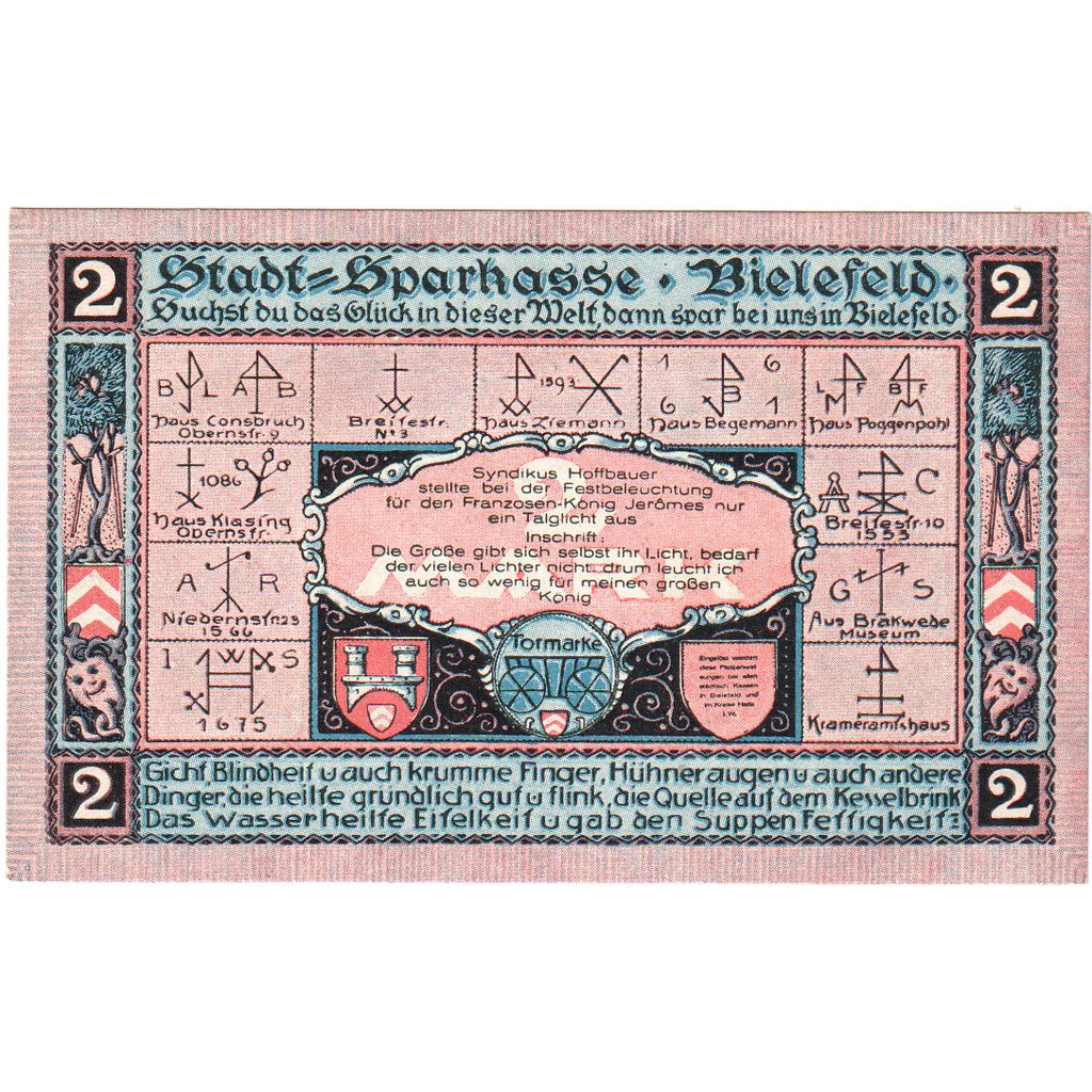 Duitsland, Bielefeld, 2 Mark, 1921-05-15, SPL