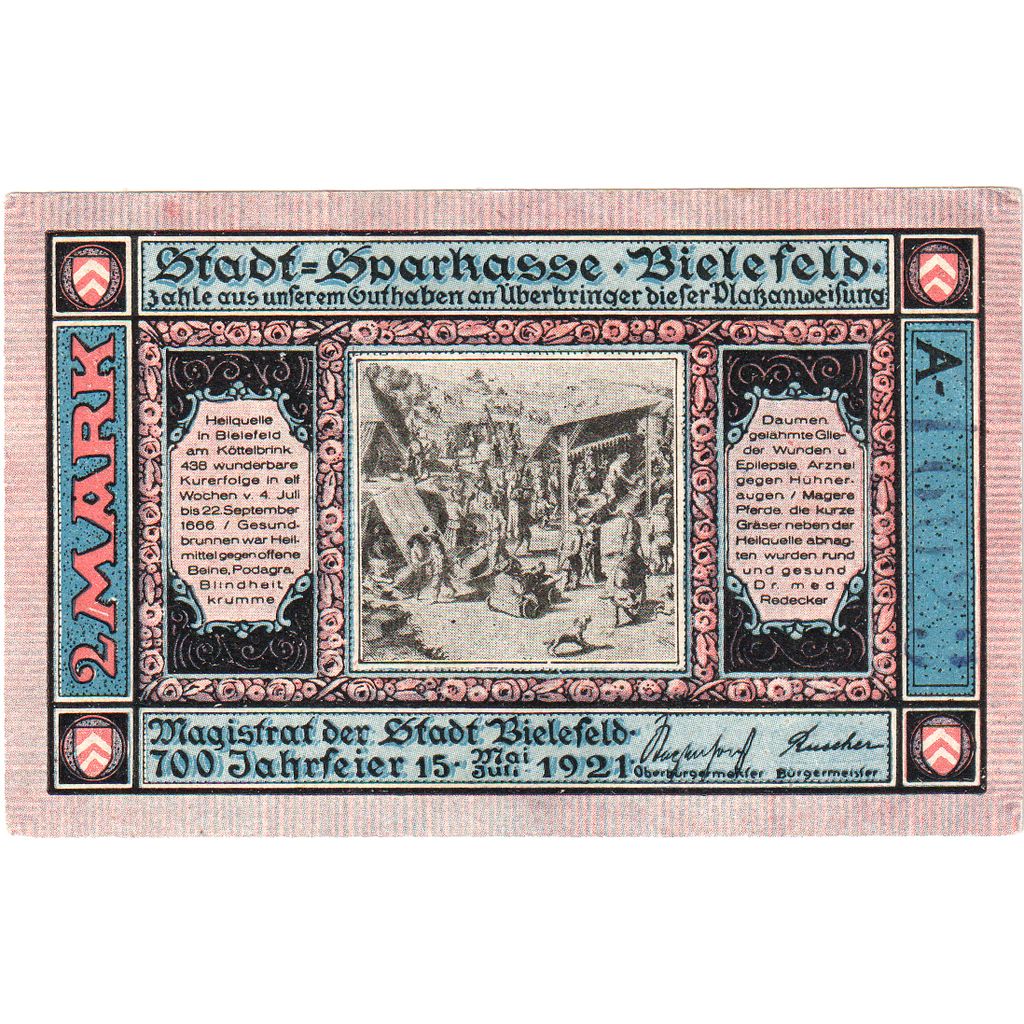Duitsland, Bielefeld, 2 Mark, 1921-05-15, SUP
